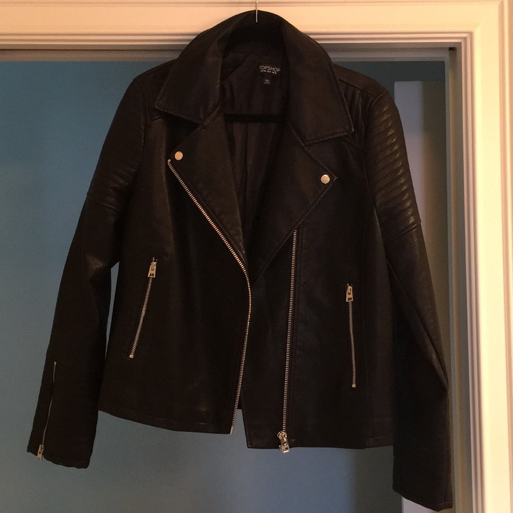 Topshop Rosa Faux Leather Biker Jacket